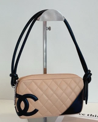 Bolso de Hombro Chanel Línea Cambon Logo CC Marrón Plata Mujer Clásico Diamante Foto 1 de 4