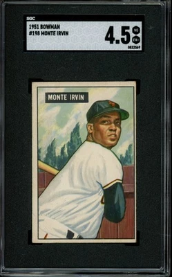 Bowman #198 Monte Irvin 1951 radiocontrol novato SGC 4,5 HOF Foto 1 de 2