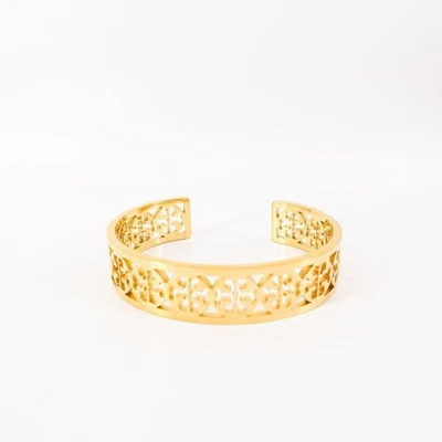 Bracelete Tory Burch TB ouro logotipo recortado ouro sistema operacional - Imagem 1 de 4
