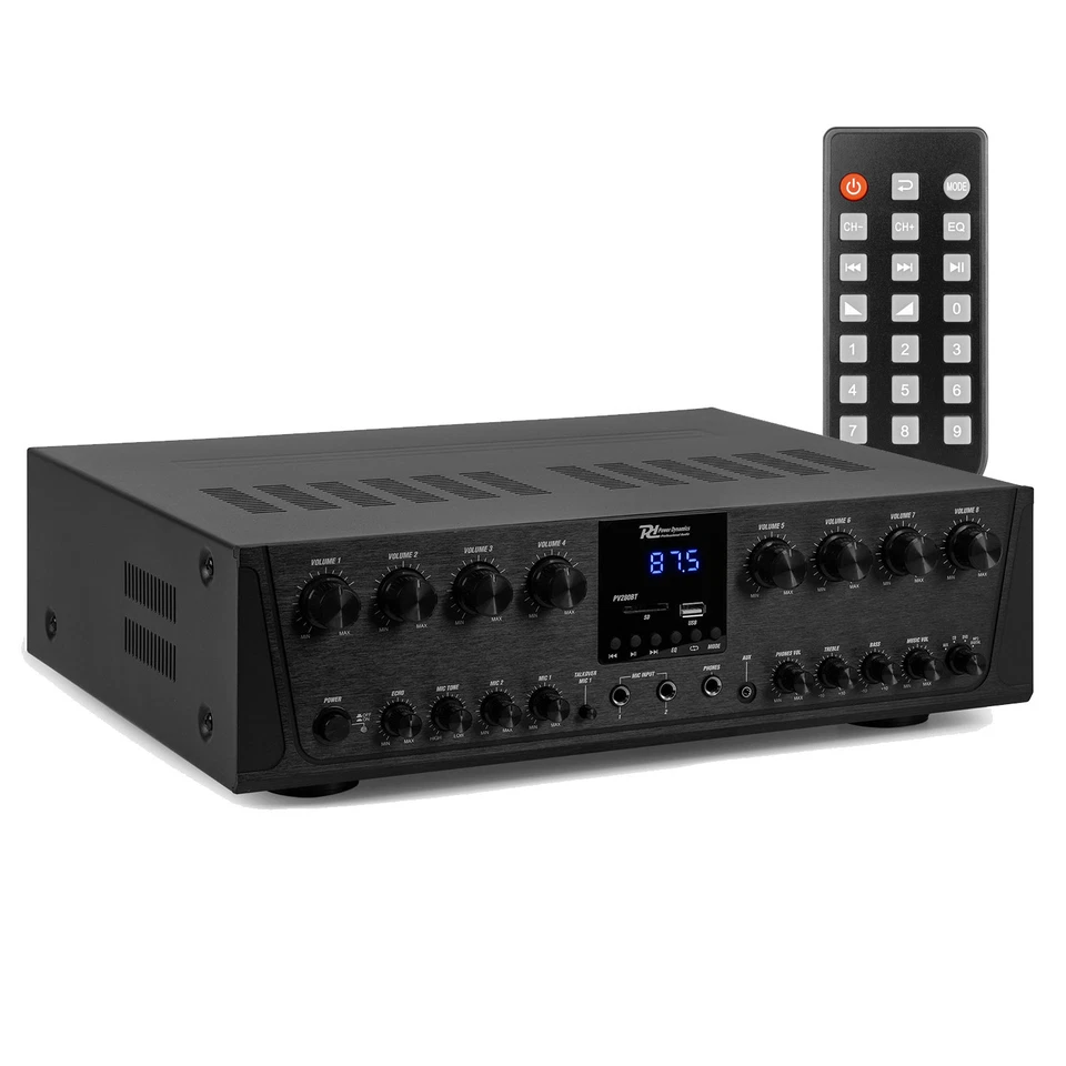 Power Dynamics PV280BT Multi Zone Audio Amplifier 8x100W Bluetooth USB FM - Image 1 of 4