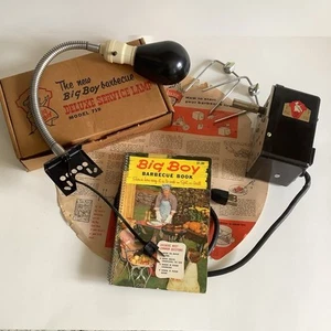 Vintage Lot of BIG BOY BBQ GRILL Accessories MCM Motor, Service Lamp,Book - Picture 1 of 18