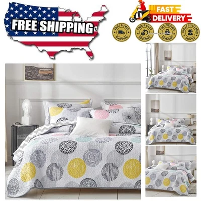 Juego de edredón reversible California King 102"x114" - lunares y rayas de colores Foto 1 de 4