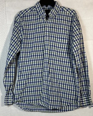 Camisa Tailorbyrd Trim Fit Para Hombre L Azul/Verde Cuadros Mangas Largas Con Botones Foto 1 de 4
