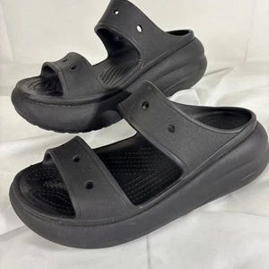 Crocs Unisex Classic Crush Sandal Platform Black Two Strap Women’s 8/ Men 6 - Picture 1 of 8