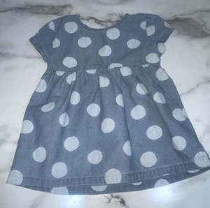 Carter's Polka Dot Light Denim Dress Toddler Girls Size 3T Short Sleeve - Picture 1 of 6
