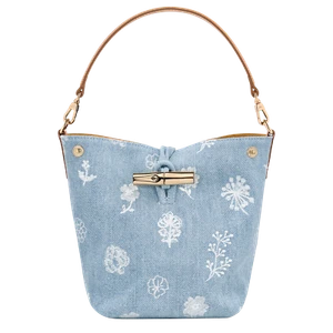 Longchamp Le Roseau XS Artichoke Denim Bucket Bag Crossbody ~NWT~ SKY BLUE - Picture 1 of 6