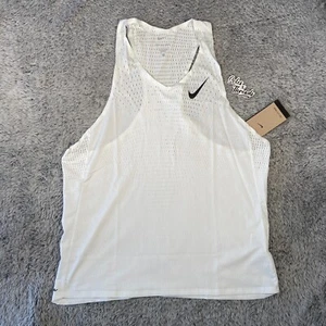 Nike Aeroswift ADV Running Singlet Size Large Men White Black FN4231-121 - Picture 1 of 6