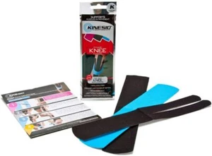 Kinesio Precut Kinesiology Tape: Knee Pre-Cut Strips 3 Strip Package Blue/Black - Picture 1 of 1