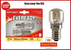 2 x Eveready Oven BULB 15W 100 Lumens 220-240V Appliance Cooker Lamp E14 SES CAP - Picture 1 of 3