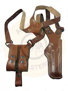 Left Armadillo Tan Leather Vertical Shoulder Holster for railed 1911 P2VRL-1911 - Picture 1 of 6