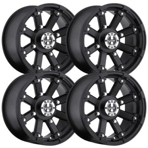 (Set-4) Vision ATV 393 Lockout 12x8 4x115 -10mm Matte Black Wheels 12 inch - Picture 1 of 1