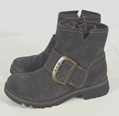 LKNW! - Fly London Womens RILY Gray Suede Ankle Zip Boots Sz 37 /US 6.5 7 - Image 1 of 4