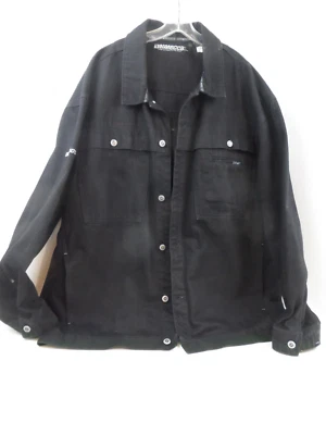 Antigo Jaqueta jeans masculina DN Mecca preta hip hop anos 90 folgada - Tamanho 3XL - Imagem 1 de 4