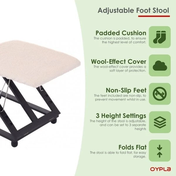 Adjustable Folding Cushion Padded Footstool Foot Rest - Image 1 of 4