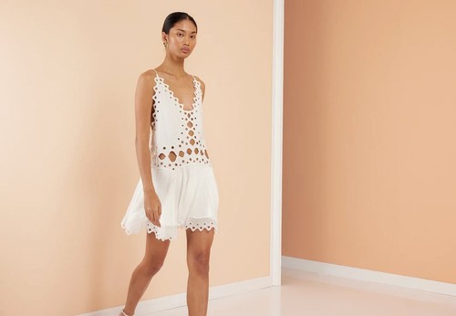OFF WHITE Abito bianco Magali Pascal taglia M Cleo con schienale aperto $825