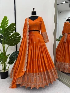 LENGHA WEAR BOLLYWOOD INDIAN WEDDING PARTY NEW DESIGNER LEHENGA CHOLI PAKISTANI - Picture 1 of 12