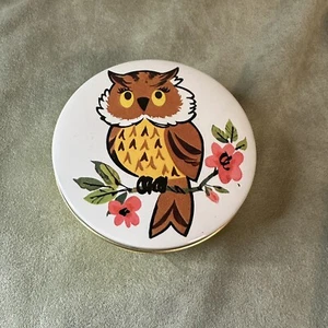 Vintage Retro 1970’s Owl Candle Tin Lorelei Studios Grand Rapids MN USA Yellow - Picture 1 of 3