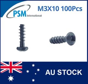 PLASTIC THREAD SCREW M3X10 PAN POZI STAINLESS STEEL BLACK PLATED WN1412KB30X10SB - Picture 1 of 5