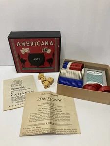 VTG Game Americana Parker Brothers Directions Dice RWB Token Chips Plaza Cards - Picture 1 of 14