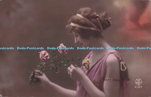 R689424 Woman With Flowers. A. Noyer - Picture 1 of 4