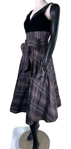 Max and Cleo Party Dress-Black Velvet Sleeveless Stripped Taffeta Size Small - Picture 1 of 11
