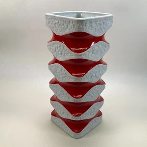 Royal Porzellan KPM Red & White Bavaria Lava Vase - Vintage MCM Germany - Bild 1 von 9