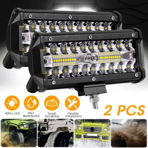 7 inch LED Work Light Bar Flood Spot Combo Fog Lamp Offroad Driving Truck IP67 - Picture 1 of 15