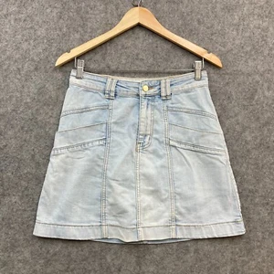 Seed Heritage Denim Skirt Womens 8 Blue A-Line Mid Pockets Cotton Zip 50414 - Picture 1 of 10
