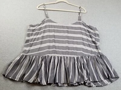 Новый старый темно-синий CAMI Майка женщин очень большой XL синий белый в полоску без рукавов - Изображение 1 из 4