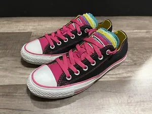 Converse All Star Women’s 5 Tongue Low Top (Black/ Rainbow) Size 7 - Picture 1 of 4