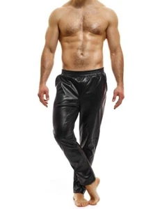 Modus Vivendi Leather Pants Carrot Fit Joggers Faux-Look Black 20563 B79 - Picture 1 of 6