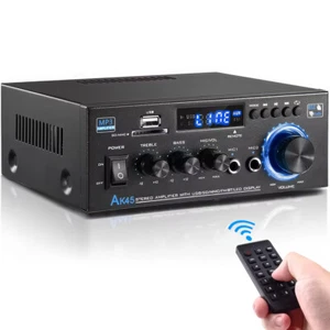 Bluetooth Amplifier w/Karaoke Wireless Receiver USB Player Home Stereo Audio Amp - Picture 1 of 13