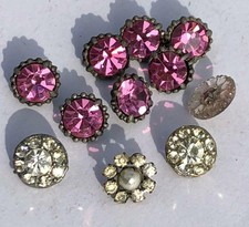 COLLECTION OF ANTIQUE SMALL 10-11mm GEM DIAMONTE SET BUTTONS - LOT 7