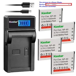 Kastar Battery LCD Charger for Casio NP-60 BC-60L Casio Exilim Zoom EX-Z9 Camera - Picture 1 of 11