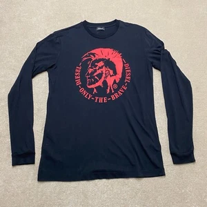 Camiseta Diesel Only the Brave Manga Larga Mediana Para Hombre Negra Roja Logo Gráfico - Imagen 1 de 11