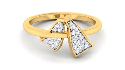 0,28 Cts Ronde Brillante Taille Naturel Diamants Anniversaire Bague 18K Or jaune - Photo 1/4