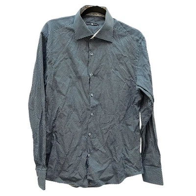 Stone Rose Men’s S Button Down Shirt Blue Floral Polka Dot Long Sleeve Cotton - Image 1 of 4