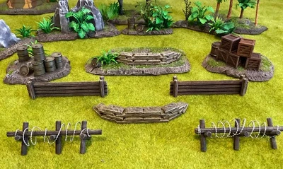 DOUBLE AXE DESIGNS WWII Scatter Terrain, Barriers, Sandbags, 3D Printed Scenery, Historic RPG 28mm