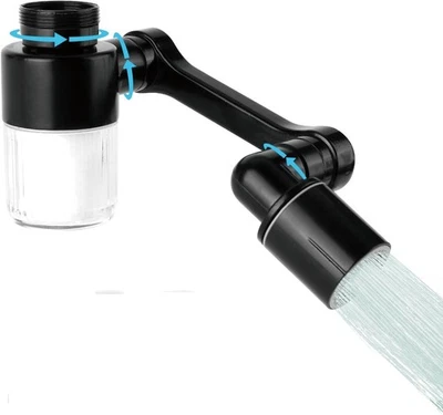 Versatile Matte Black Faucet Extender 1080° Swivel Design & 2-Flow Function arm - Image 1 of 4