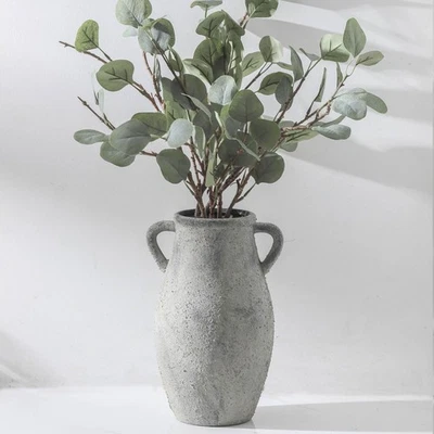 Jarrón rústico grande de cerámica, florero de granja de 11,3 pulgadas de alto con 2 asas... Foto 1 de 4