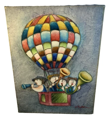 Джойс Ройбал художественные работы картина музыканты оркестр воздушный шар подпись 16 X 12 - Изображение 1 из 3
