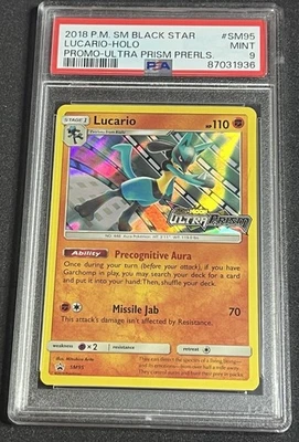 PSA 9 Lucario SM95 Black Star Promo Ultra Prism Prerelease  Pokemon 2018 - Image 1 of 2
