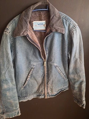 Sears Work’n Leisure Jacket M Blue Denim Blanket Lined Chore Detroit VTG 70s M - Image 1 of 4