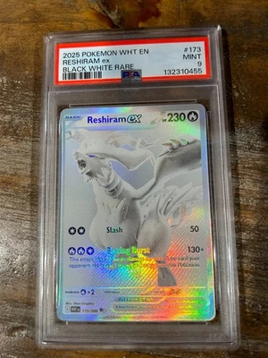 POKEMON 2025 White Flare Black White Rare RESHIRAM EX #173 PSA 9 Mint RARE - Image 1 of 2