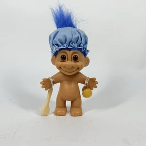 Vintage Russ Troll Puppe 5 Zoll Junge Badespaß blaue Haare Dusche Ducky '92 #18528 - Bild 1 von 3