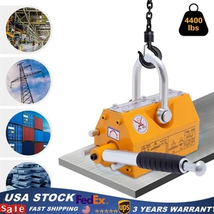 Steel Plate Magnetic Lifter Metal Lifting Magnet Hoist Shop Crane 2000kg 4400lbs - Picture 1 of 12