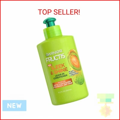 Crema acondicionadora sin enjuague elegante y brillante Garnier Fructis para cabello encrespado y seco,  Foto 1 de 2