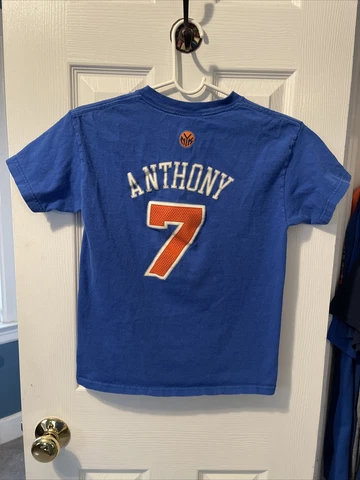 Carmelo Anthony New York Knicks Adidas Boys Blue Shirt Size Small Cover