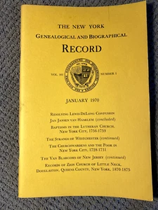 New York Genealogical and Biographical Record, Vol 101, Number 1,  January 1970 - Picture 1 of 1