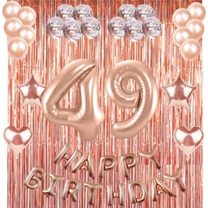 Striscione Buon Compleanno Oro Rosa 49° Confetti Palloncino Decorazione Festa Forniture - Foto 1 di 3